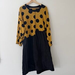 Gershon Bram Dress Black Gold Lagenlook Asymmetrical Size Medium Art to Wear